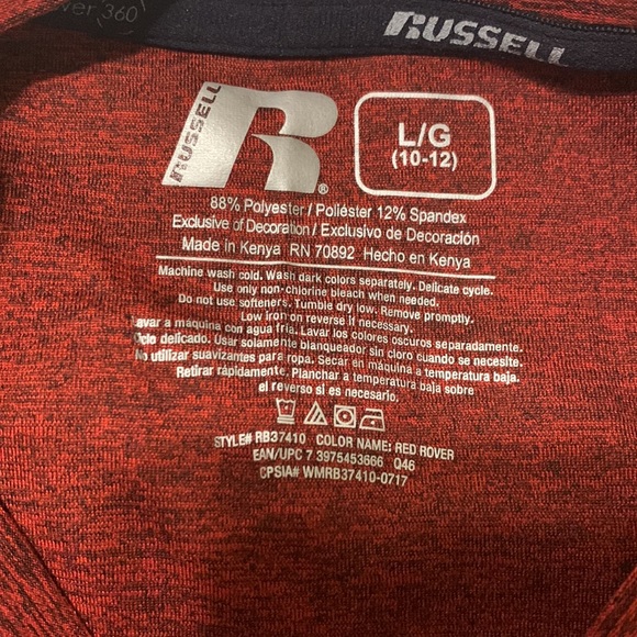 Red Russell Kids Thermal Dri-Power 360 Longsleeve Shirt - Picture 4 of 7